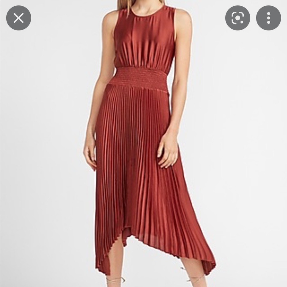 Rust pleated dress